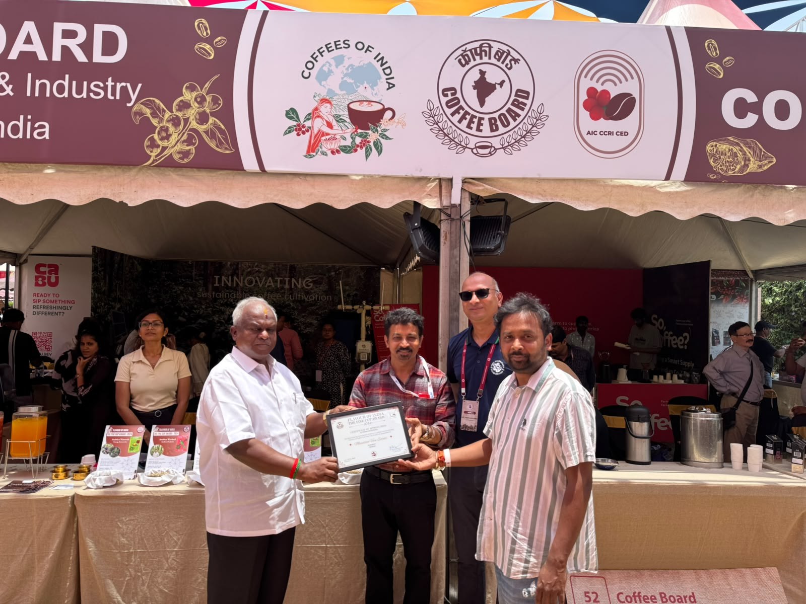 Coffee Board of India certificate presentation to Odisii Coffee