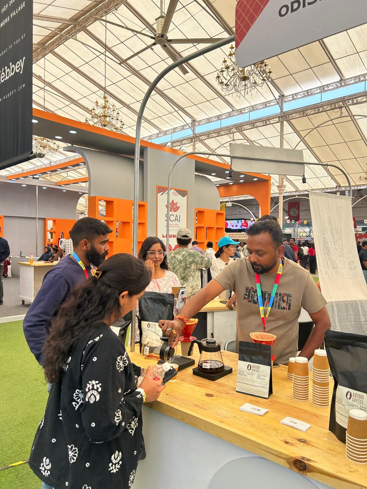 Cupping and pour-over coffee tasting at national coffee festival